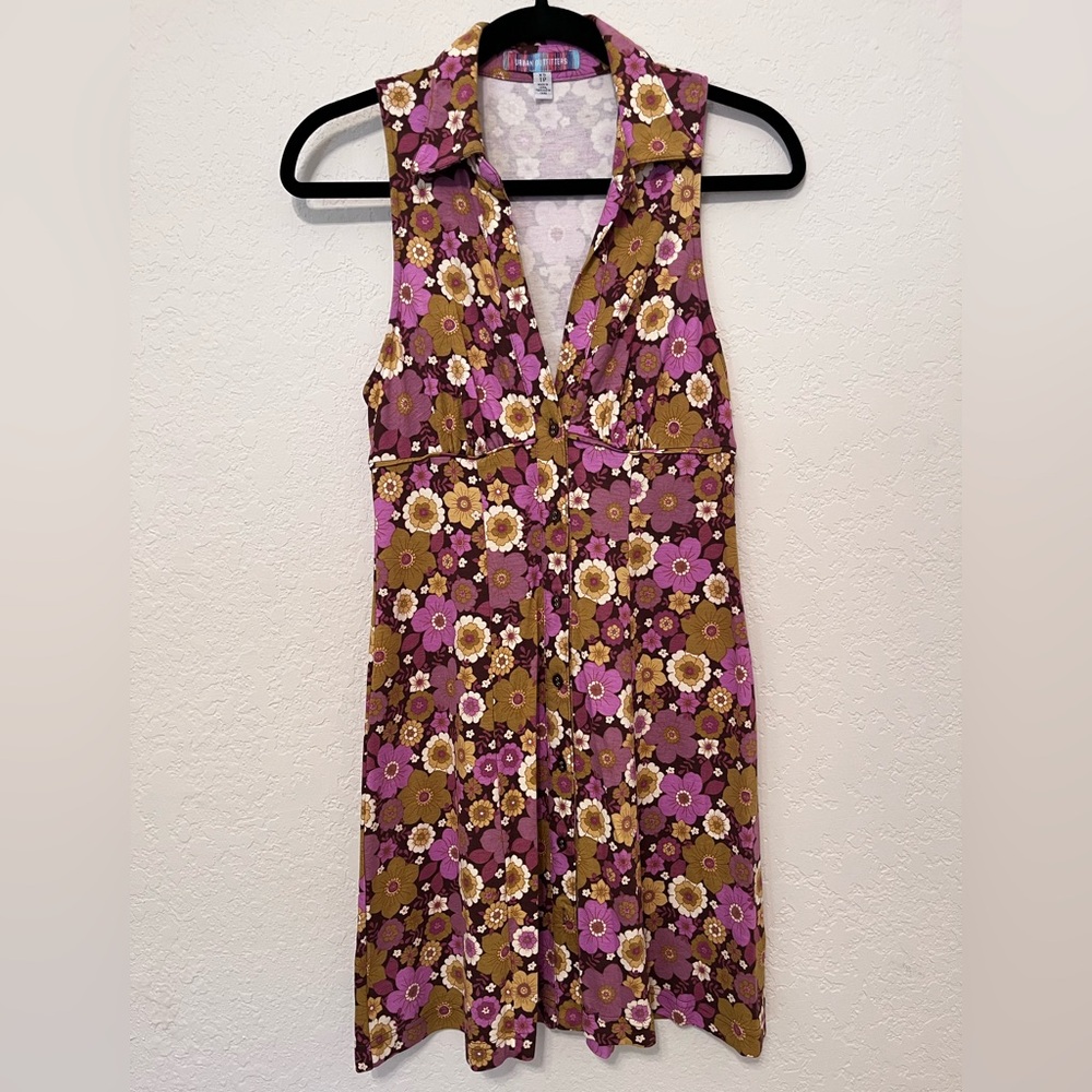 Urban Outfitters Floral Mini Dress - Purple and Brown